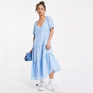 Neon Rose Dress with frill trim